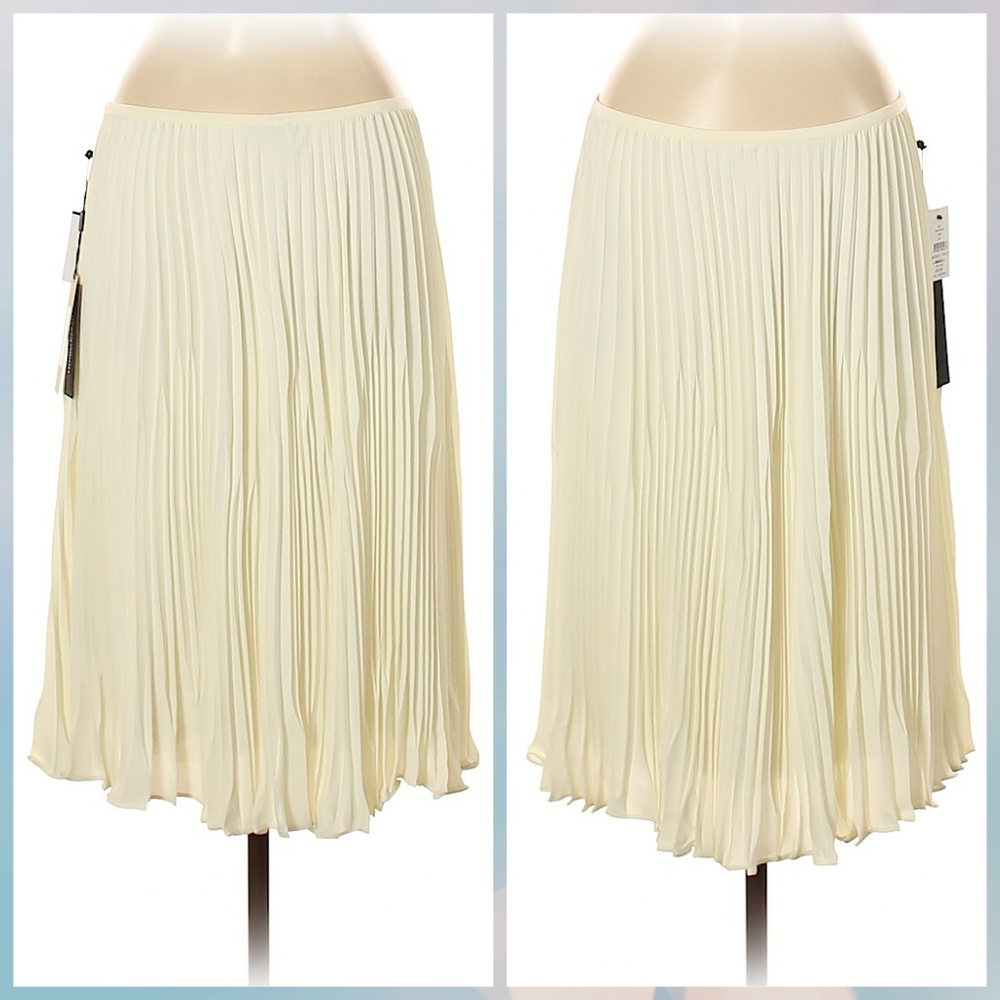 Donna Karan Cream Pleated Skirt